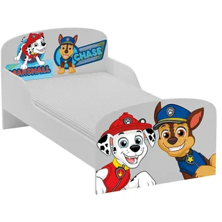 Kinderbett 140x70 Bett für Kinderzimmer mit Matratze Einzelbett für Kinder Paw Patrol Chase Marshall