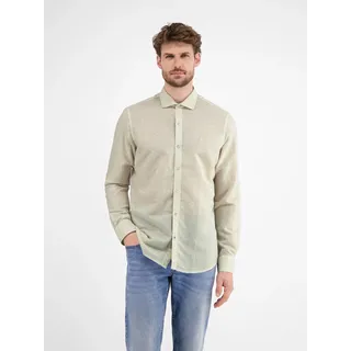 LERROS Langarmhemd "Langarmhemd mit Haifischkragen, floral bedruckt", weiß