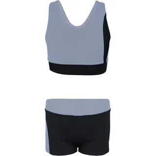 AQUARTI Bustier-Bikini "Badeanzug Mädchen Sport Bikini - Racerback Bustier & Badehose", schwarz, grau