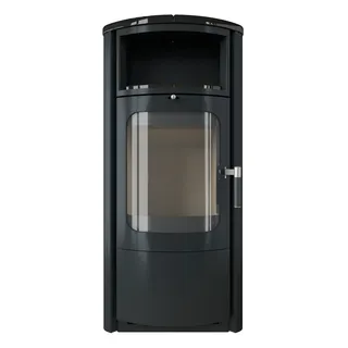 HARK Kaminofen »Opera M, Metallseiten, Top & Teefach Ofenkacheln meteor-schwarz« Dauerbrand geprüft, Automatik, Gussmulde, Aschebhälter, Ofenkacheln, schwarz