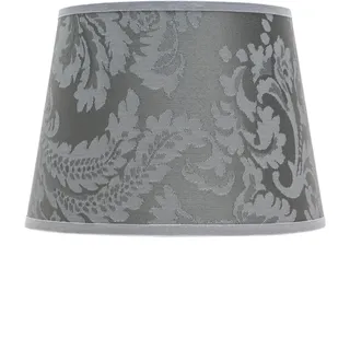 Lampenschirm E14 Ø19,5cm aus Stoff floral silber-grau Blumenmuster konisch für Tischlampen Vintage Look Ersatzschirm für Nachttischlampen