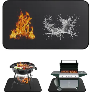 TranRantic Feuerfeste Unterlage, 60x105cm Grillmatte für Gasgrill Bodenschutz, Faltbare Grillunterlage Bodenschutzmatte für BBQ Grills, Wiederverwendbar Grillunterlage für Boden Rasen