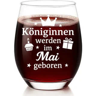 Diztoud Weinglas Geschenke für Frauen, Beste Freundin, Schwester, Personalisierte Geburtstagsgeschenk für Frauen, Mama, Kollegen, Kollegin, Königinnen Werden im Mai Geboren, 550ml Weingläser