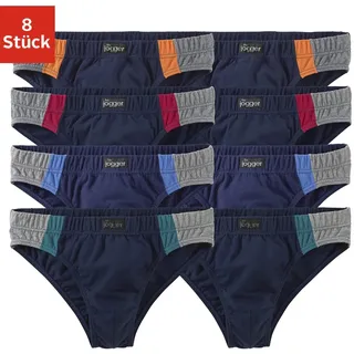 Slip LE JOGGER, Herren, Gr. 5, 8 Stk., blau (marine), Jersey, Obermaterial: 95% Baumwolle, 5% Elasthan, unifarben, körpernah, Unterhosen Slip, optimale Passform durch Baumwoll-Stretch