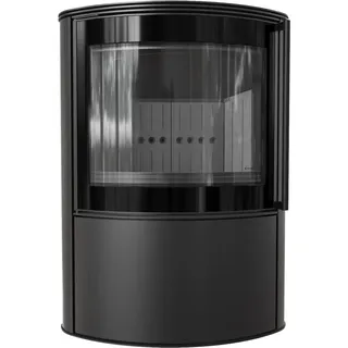 Kratki Bjorn Fireplace 10 kW Diameter 150 mm Black Freestanding - Termotec Combustion Chamber & BImSchV 2 - High Efficiency, External Air Supply - Clean Glass - Efficient Heat Distribution
