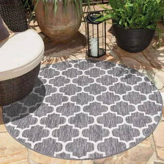 Carpet City Outdoorteppich »Outdoor 462« rund 5 mm Höhe UV-beständig, Flachgewebe, auch in quadratischer Form erhältlich, grau
