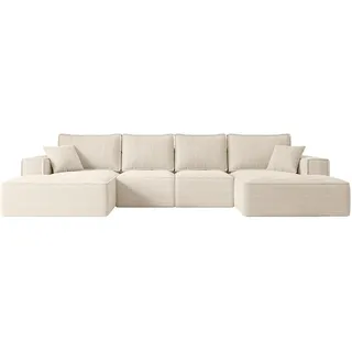 altdecor Eckcouch Cord 6-Sitzer Beige
