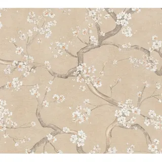 A.S. Création Vliestapete Floral Creme Braun Weiß Metallic 10,05 m x 0,53 m