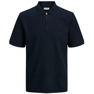 Jack & Jones Austin Zip Plus Size Kurzarm-poloshirt - Navy Blazer / Classic - 4XL