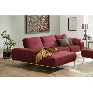 W.Schillig Eckcouch Leder 3-Sitzer ruby rot