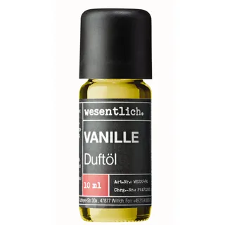 wesentlich. Duftöl Vanille 10ml - feiner Duft für Diffuser und Lampe - als Raumduft oder zur Kerzenherstellung - pure Premium Öle aus Deutschland