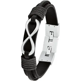 s.Oliver Infinity Armband Leder/Edelstahl Schwarz 22 cm