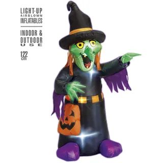 W WIDMANN MILANO Party Fashion 75035 - Aufblasbare, leuchtende Hexe mit integriertem Gebläse, 122 cm, Dekoration, Halloween
