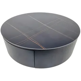 Modante Couchtisch , Schwarz , Metall, Stein, Holzwerkstoff , Marmoroptik , 1 Schublade(n) Schubladen , rund , Sockel , 90x36x90 cm , Wohnzimmer, Wohnzimmertische, Couchtische, Couchtische rund