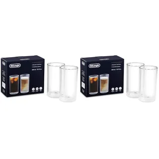 De'Longhi Cold Brew Gläser DLSC325 Doppelwandige Thermogläser, 2er-Set, Spülmaschinengeeignet, Fassungsvermögen 300 ml, Ideal für kalte und warme Kaffeegetränke (Packung mit 2)