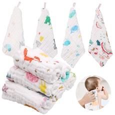 ABirdon 10 Stück Baby Musselin Waschlappen, Bio-Baumwolle Weiche Baby Handtuch, Mehrzweck Baby Gesichtstüche für Jungen und Mädchen, 30x30 cm