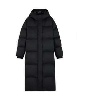 Steppmantel TOMMY HILFIGER "DOWN MAXI MODERN COAT", Damen, Gr. XL (46), schwarz, Steppware, Obermaterial: 100% Polyester. Futter: 100% Polyester. Füllung: 90% Daunen, 10% Federn, unifarben, lang, Mäntel Steppmantel, Kunstfaser, Kapuze