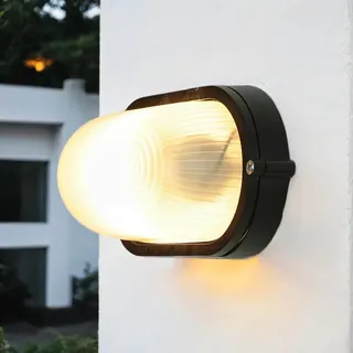 Maritime Außenleuchte Wand IP44 B:21cm Schwarz Weiß E27 FLORAID Lampe Outdoor
