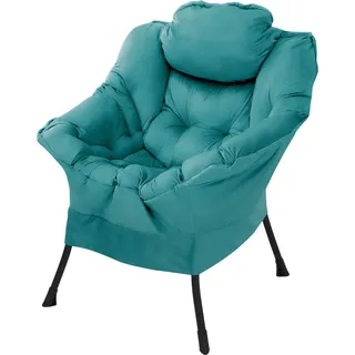 ML-Design Relaxsessel Petrol mit Armlehnen & Seitentasche, Loungesessel ergonomisch mit Kopfkissen - Türkis