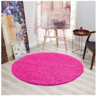 Sanat Hochflor-Teppich »LOCA«, rund, 30 mm Höhe, Wohnzimmer, Langflor, Shaggy, Schlafzimmer pink