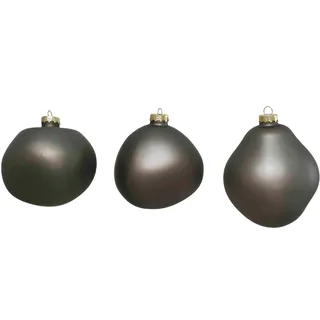 Leonique Weihnachtsbaumkugel »Birdelle matt, Weihnachtsdeko, Christbaumschmuck, Christbaumkugeln«, (Set, 3 St.), Baumkugeln in organischer Form, Ø 10 cm, organische Kugeln aus Glas, grau