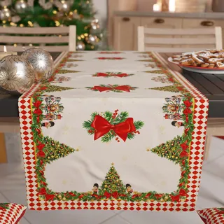 PETTI Artigiani Italiani - Eleganter Weihnachtstischläufer, Küche 140x40 cm, Roter Nussknacker, 100% Made in Italy