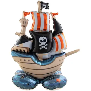 Folat 62940 Piraten Deko Ballon Stehender Folienballon - Piratenschiff - 70 x 81 cm Kindergeburtstag und themenfeier