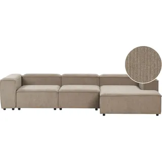 BELIANI Ecksofa Hellbraun Cord L-förmig 4-Sitzer Modulsofa mit Chaiselongue Linksseitig Wohnzimmermöbel Modern Wohnzimmer Wohnecke Sitzecke - Braun, Schwarz