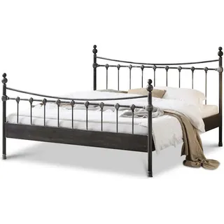 Metallbett Camilla – 180x200 cm / schwarz-silber-gewischt - Schwarz, Silber