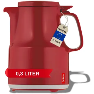 Helios Thermoskanne Thermoboy Dunkelrot 0,3L – 6h Heiß - Hält Getränke heiß & kalt – Praktische Einhandbedienung – 100% spülmaschinenfest, Rot