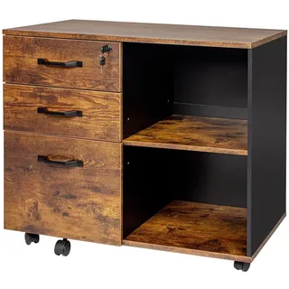 Relaxdays Rollcontainer 80 x 66 x 40 cm braun/schwarz