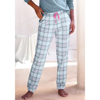Pyjamahose, Damen, Gr. 32/34, N-Gr, bunt (grau, rosa, kariert), Single Jersey, Obermaterial: 100% Baumwolle, VIVANCE DREAMS BY LASCANA, kariert, Basic schmal lang, Hosen Pyjamahose, mit schönem Alloverdruck