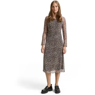TOM TAILOR Denim Midikleid mit All-Over Print, leo print