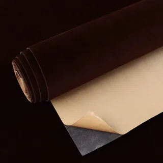 VEELIKE Tapete Samtstoff Braun Möbelfolie Dunkelbraun Vintage Selbstklebend Folie Ornamente Klebefolie Möbel Samttapeten Wandtapete Luxus Tapeten Schlafzimmer Dekorfolie Möbel Wohnzimmer 40cmx300cm
