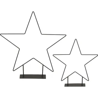 Metall Sterne zum hinstellen - 2er Set / 40 und 30 cm - Schwarze Deko - Schwarz