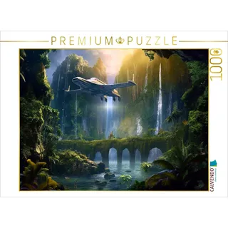 CALVENDO Puzzle Science Fiction - Reise zu fremden Planeten - Versteckte Ruinen | 1000 Teile Lege-Größe 64x48cm Foto-Puzzle für glückliche Stunden