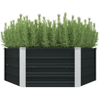 vidaXL Hochbeet Anthrazit 129 x 129 x 45 cm Verzinkter Stahl - Grau