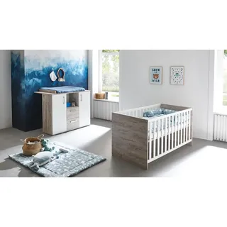 arthur berndt Babyzimmer SET Bente 2-tlg. , Weiß, Eichefarben , Kunststoff , 1x1x1 cm , Blauer Engel, Hergestellt in Deutschland , Babymöbel & Kindermöbel, Babyzimmer