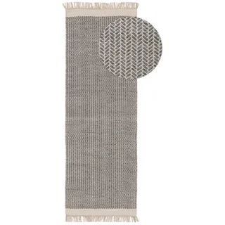 Kunstloft Wollteppich-Läufer Kim Grau 80x250 cm , Textil , Grafikmuster , Rechteckig , 80x1 cm , Gots , pflegeleicht , Teppiche und Böden, Teppiche, Teppichläufer, Läufer