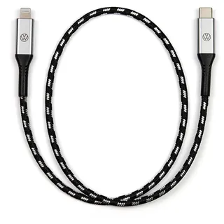 Volkswagen 000051446CA Anschlusskabel USB-Kabel Ladekabel Premium Kabel, mit beleuchtetem Logo, 50cm, USB-C auf Lightning