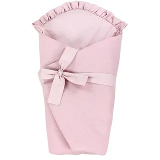 TupTam Unisex Baby Einschlagdecke mit Schleife, Farbe: Musselin/Puderrosa, Größe: 70 x 70 cm