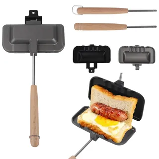 Sandwichmaker,Doppelseitige Sandwicheisen,Grill/Sandwich-Toaster,Sandwichtoaster,Waffeleisen Grill,Tragbar Toaster Pfannkuchenpfanne mit Griff,Grillpfanne Zum Braten von Eiern,Brot(Abschnitt 1)