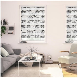 Lichtblick Duo Rollo / Doppelrollo Klemmfix 45 x 150 cm black watercolor branches/schwarz