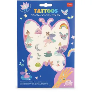 Legami - Temporäre Tattoos für Kinder, Fairy-Thema, abwaschbar, schweiß- und wasserfest, mit Glitzer-Details, leicht aufzutragen, hautfreundlich, dermatologisch getestet