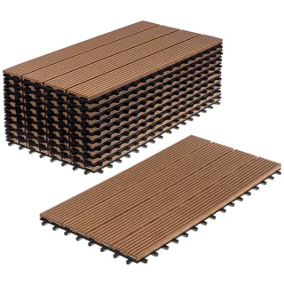Ventanara® WPC Holz Kunststoff Fliesen Terrassenfliesen Klickfliesen Balkonfliesen 11 Stück = 2m2 (30 x 60 cm, Braun Standard)