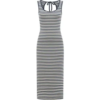 Shirtkleid RAGWEAR "Shirtkleid Montyca Stripes YOUMODO", Damen, Gr. M, N-Gr, blau (navy), Obermaterial: 95% Baumwolle CO. 5% Elasthan EL., Kleider Shirtkleid
