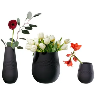 Villeroy & Boch "Vasen-Set Manufacture Collier 3er Set schwarz", schwarz,
