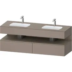 Duravit Qatego Einbauwaschtisch mit Konsolenwaschtischunterbau, 1600x550x600mm, Nische Eiche Terra, Doppelwaschtisch, QA4797035, Farbe: Basalt Matt/mit Nischenbeleuchtung