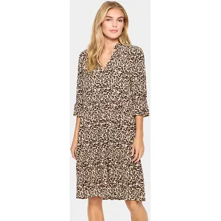 Saint Tropez Blusenkleid »EdaSZ Dress« Sommerkleid, Tunikakleid mit Volant und 3/4 Ärmel, braun