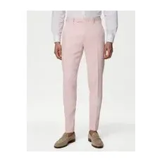 Mens M&S Collection Pantalon coupe ajustée fabriqué en tissu italien, doté de la technologie Linen MiracleTM - Pale Pink, Pale Pink - 36-REG